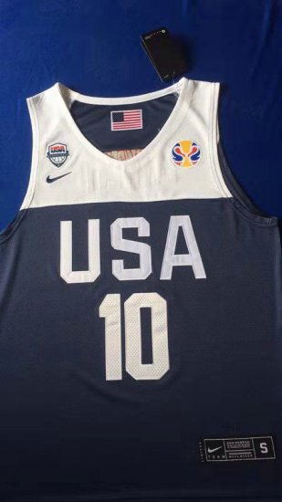 10 Bryant 2019 fiba jersey blue stitched